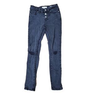 Jessica Simpson Girls Sz 10 Mid-Rise Emma Destructed Skinny Jeans Black Wash